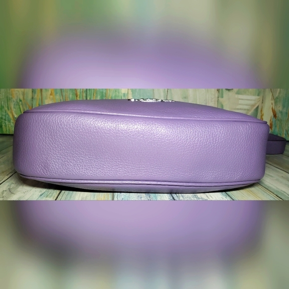 Coach Ellie Refined Pebble Leather File Bag/Crossbody Purple/Silver EUC - Picture 4 of 13